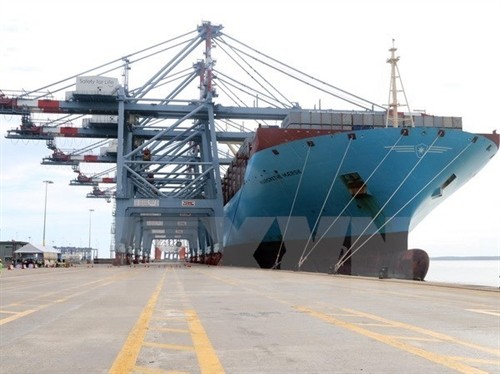 越南巴地头顿省新集装箱码头迎来首艘巨型集装箱船