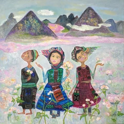 Triển lãm mỹ thuật với chủ đề "Sắc hoa Bắc Trung Nam"