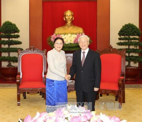 越共中央总书记阮富仲会见老挝国会主席巴妮•雅陶都