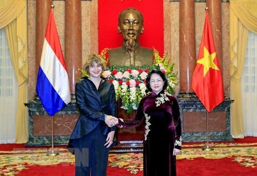 越南国家代主席邓氏玉盛接受三国新任驻越大使递交国书