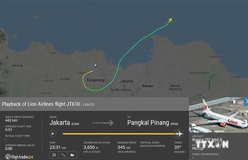 印尼一架客机坠毁 机上载有188人