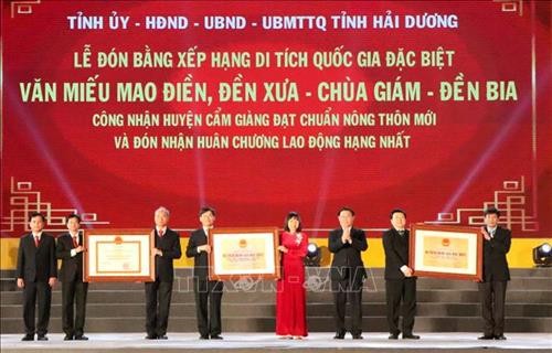 Hải Dương: Đón nhận Bằng xếp hạng di tích quốc gia đặc biệt cho Văn miếu Mao Điền và Cụm di tích Đền Xưa - Chùa Giám - Đền Bia