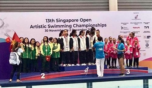 Bơi nghệ thuật Việt Nam giành 3 huy chương tại Singapore