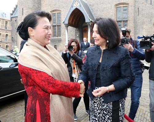 荷兰众议院议长举行仪式欢迎越南国会主席阮氏金银到访 双方举行会谈