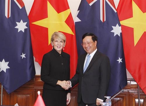 越南政府副总理兼外长范平明与澳大利亚外长朱莉·毕晓普举行会谈