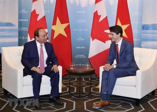 加拿大总理贾斯廷感谢越南政府总理阮春福赴加出席G7峰会扩大会议