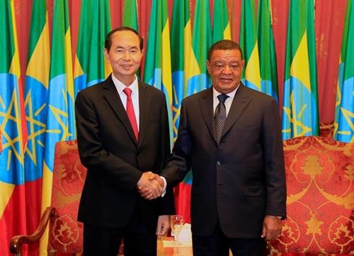 越南国家主席陈大光和埃塞俄比亚总统穆拉图•特肖梅举行会谈