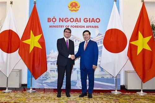 越南政府副总理兼外交部长范平明同日本外务大臣河野太郎举行会谈