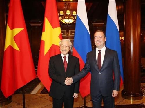 越共中央总书记阮富仲会见俄罗斯总理梅德韦杰夫