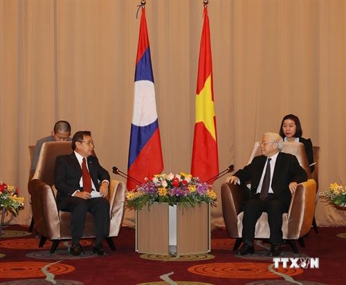 越共中央总书记、国家主席阮富仲会见老挝建国阵线中央委员会代表团