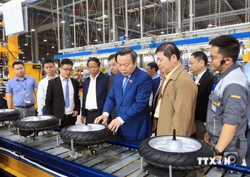 越南国会副主席冯国显视察海防市沥县国际港口和参观VinFast生产厂