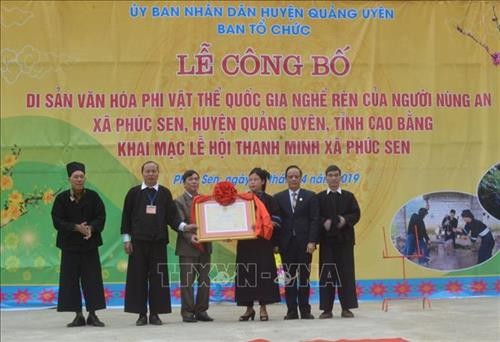 Huyện Quảng Uyên tổ chức lễ công bố nghề rèn của người Nùng An là Di sản văn hóa phi vật thể quốc gia