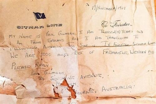 Một ngư dân Australia truy tìm tác giả bức thư trong chai cách đây 50 năm 