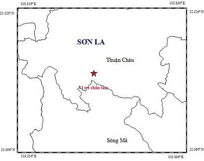 Xảy ra động đất có độ lớn 2.6 tại huyện Thuận Châu