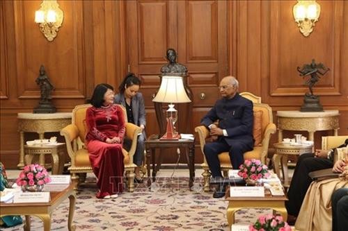 越南国家副主席邓氏玉盛会见印度共和国总统科温德