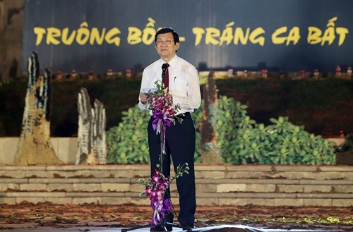 Chủ tịch nước Trương Tấn Sang: Khánh thành Khu di tích lịch sử Truông Bồn thể hiện đạo lý “Uống nước nhớ nguồn”