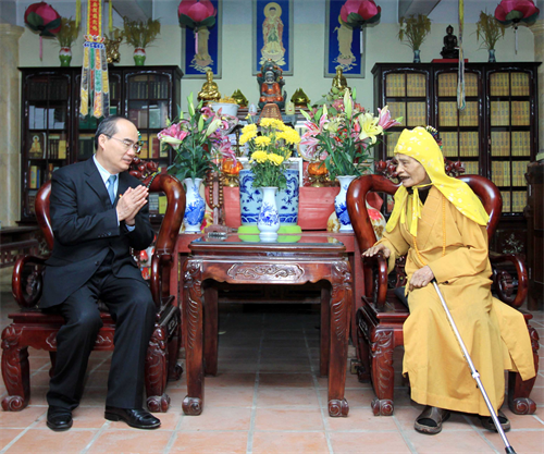 Chủ tịch Ủy ban Trung ương MTTQ Việt Nam chúc Tết lãnh đạo Giáo hội Phật giáo Việt Nam