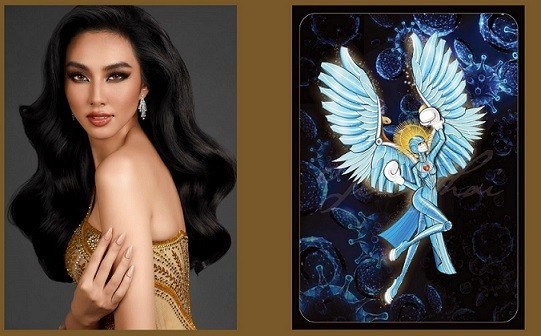 2021年万国小姐选美大赛国服秀：越南代表选择了一件名为“天使”的国服服装