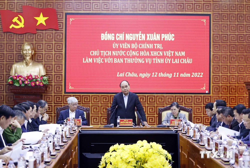 Chủ tịch nước Nguyễn Xuân Phúc phát biểu chỉ đạo. Ảnh: Thống Nhất - TTXVN