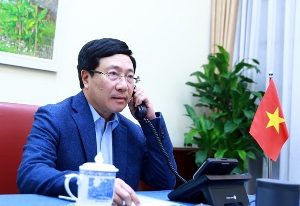 政府副总理兼外交部长范平明与美国国务卿蓬佩奥通电话