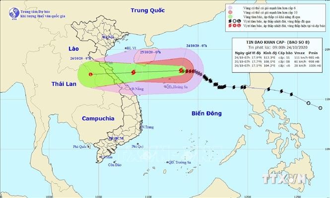 Đêm 24/10, Nghệ An đến Thừa Thiên - Huế có mưa vừa, mưa to, khả năng có thêm cơn bão đi vào Biển Đông từ đêm 26/10