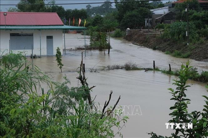 Mưa lớn gây ngập nhiều diện tích cây trồng, nhà cửa tại huyện Krông Bông, tỉnh Đắk Lắk. Ảnh: Anh Dũng - TTXVN