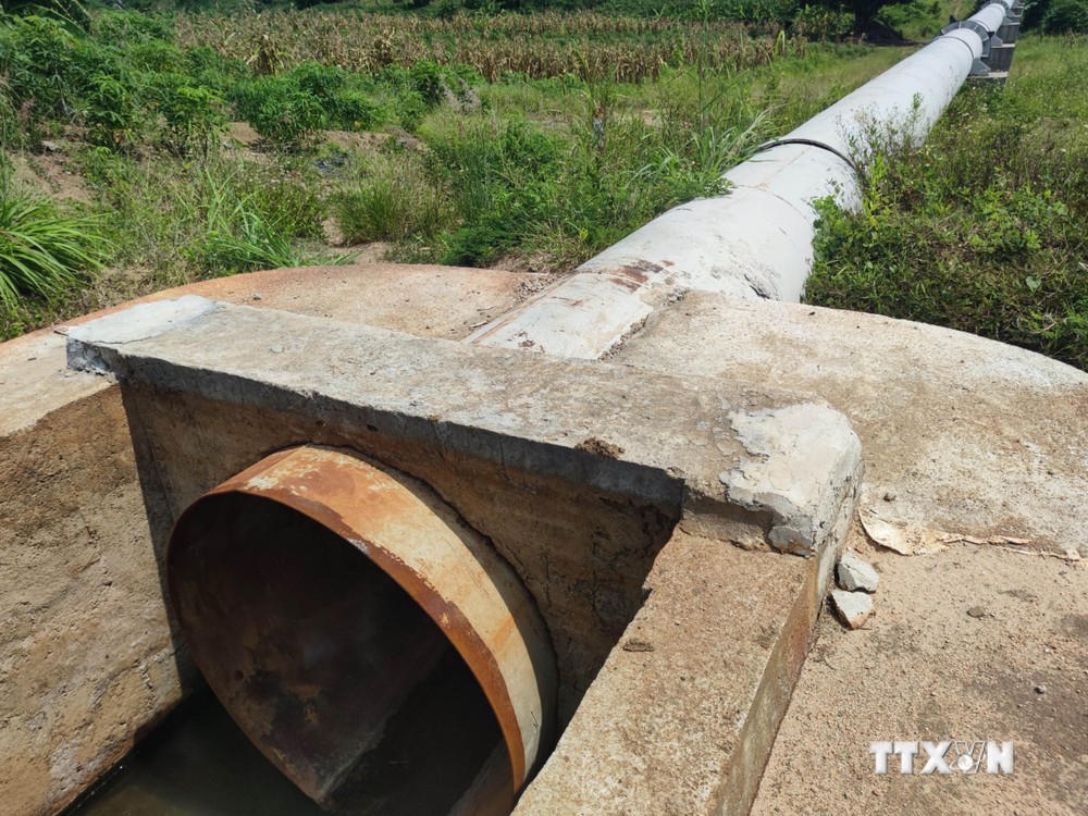 Hệ thống ống dẫn nước công trình thủy lợi Ia Rtô, thị xã Ayunpa, tỉnh Gia Lai đã bị hoen rỉ do lâu ngày không được sử dụng. Ảnh: TTXVN phát