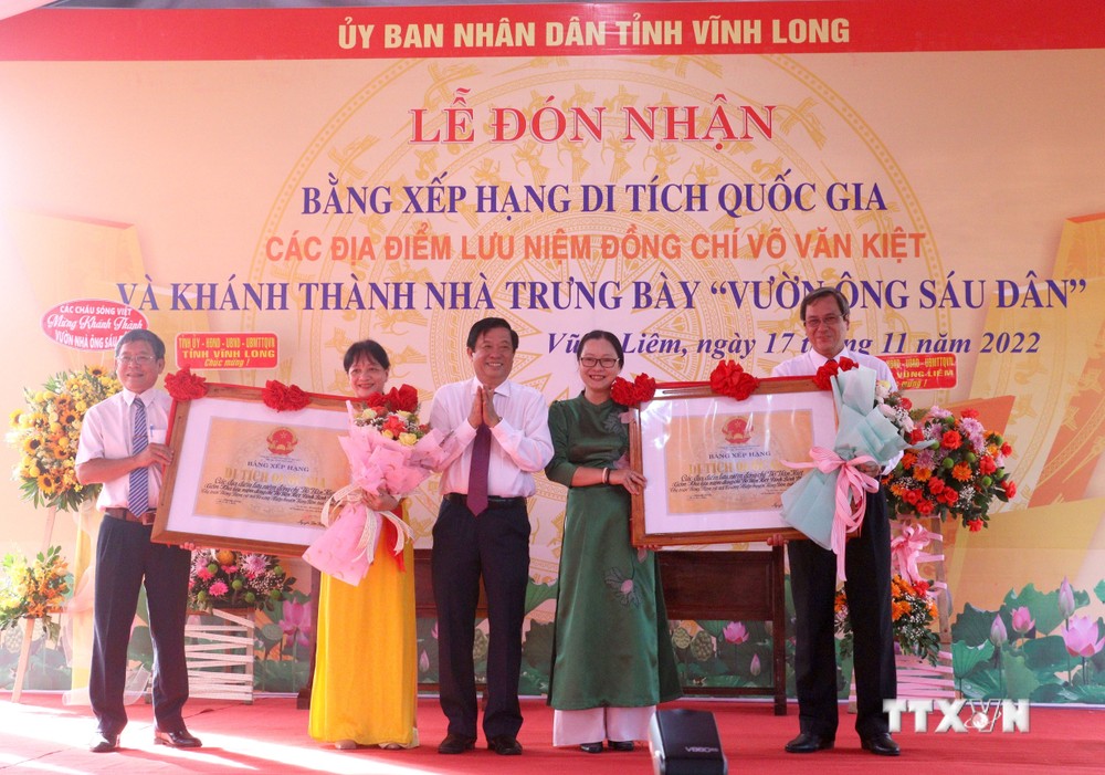 Vĩnh Long đón nhận Bằng xếp hạng Di tích Quốc gia các địa điểm lưu niệm Thủ tướng Võ Văn Kiệt