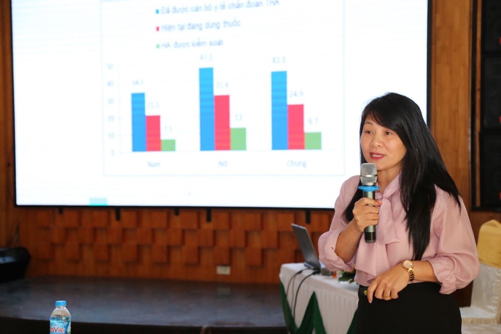 Tiến sĩ, bác sĩ Ngô Thị Hải Vân tại một buổi Hội thảo về giảm ăn muối để phòng, chống bệnh tật được tổ chức tại tỉnh Đắk Lắk. Ảnh: yte.daklak.gov.vn