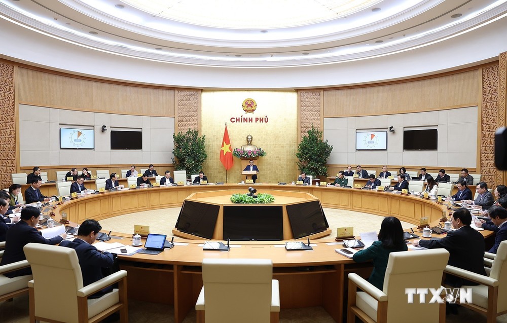 Thủ tướng Phạm Minh Chính chủ trì Phiên họp Chính phủ thường kỳ tháng 1 năm 2024. Ảnh: Dương Giang – TTXVN