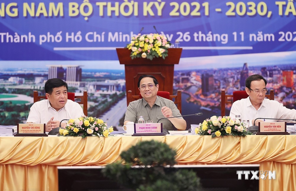 Thủ tướng Chính phủ Phạm Minh Chính chủ trì hội nghị. Ảnh: Dương Giang - TTXVN