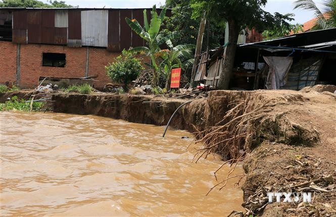 Công bố tình huống khẩn cấp sạt lở sông Tiền ở tỉnh Đồng Tháp