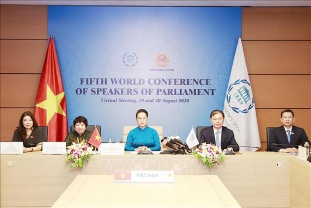 越南国会主席阮氏金银出席第五次世界议长大会视频会议