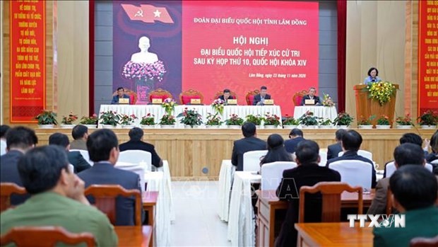 越共中央民运部部长张氏梅在林同省开展接待选民活动