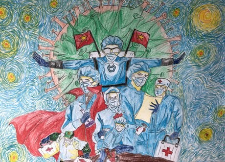越南弱势儿童眼里的新冠肺炎疫情画展正式开展