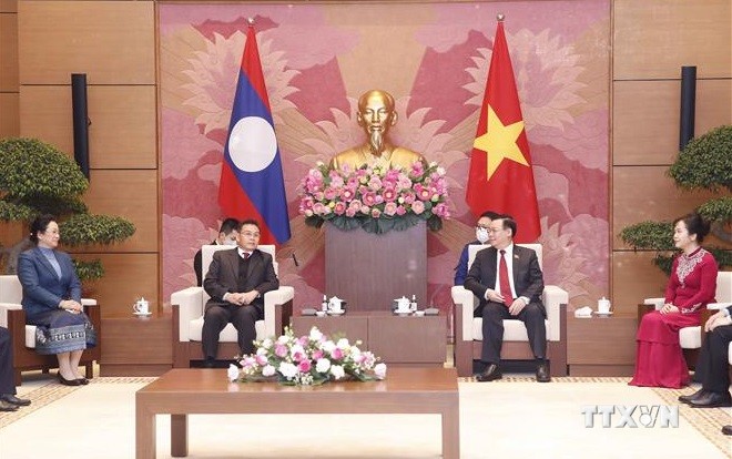 越南国会主席王廷惠与老挝国会主席赛宋蓬·丰威汉举行会谈