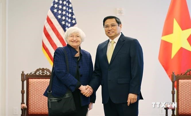 越南政府总理范明政会见美国财政部长珍妮特·耶伦