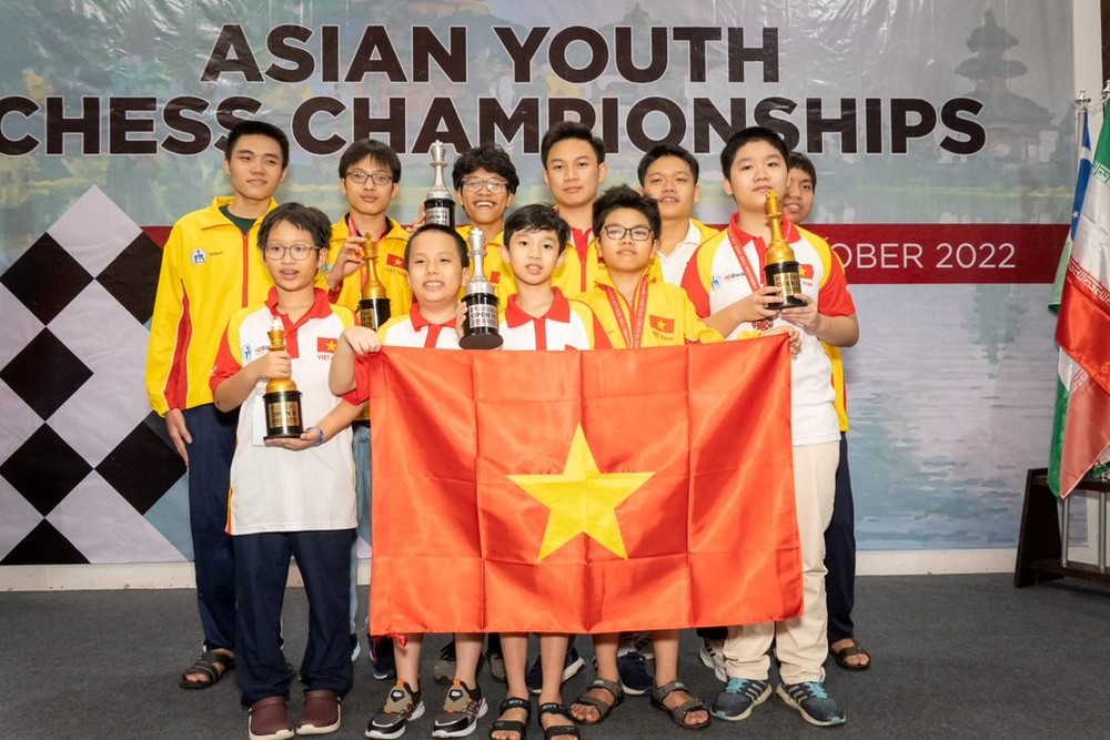 越南国际象棋队在2022年亚洲青少年国际象棋锦标赛上获39金 位列奖牌榜第一