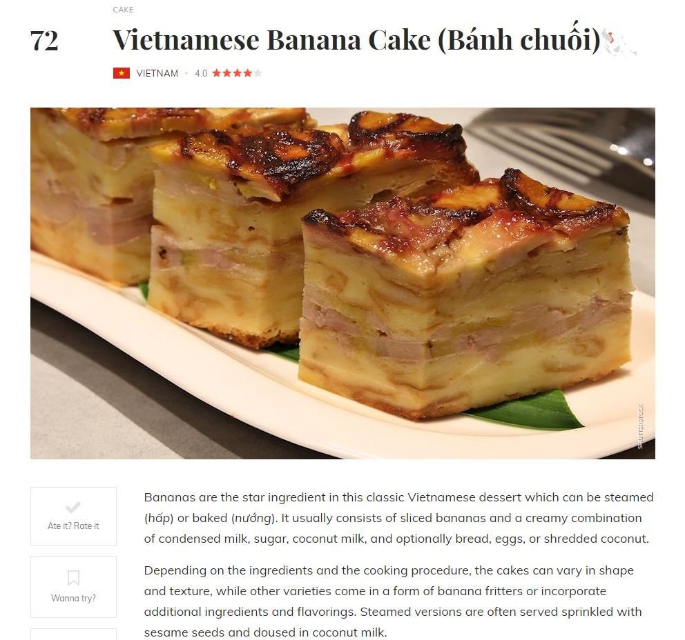 越南两道民间小吃被评为世界上最好吃的100种糕饼榜单