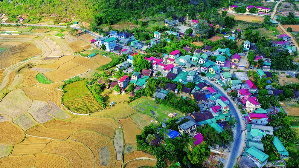 Xã Ngọc Đào, huyện Hà Quảng (Cao Bằng) nhìn từ trên cao. Ảnh: Chu Hiệu
