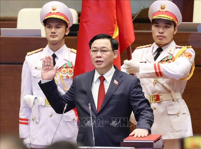 Chủ tịch Quốc hội Vương Đình Huệ tuyên thệ nhậm chức. Ảnh: Phương Hoa - TTXVN