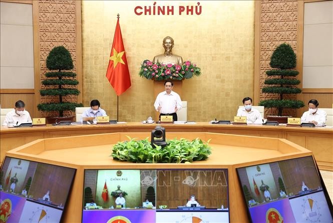 Thủ tướng Phạm Minh Chính chủ trì Phiên họp Chính phủ thường kỳ tháng 8. Ảnh: Dương Giang - TTXVN