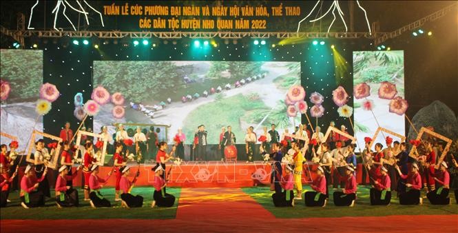 Các hoạt động văn hóa văn nghệ tại Khai mạc Ngày hội văn hóa, thể thao các dân tộc huyện Nho Quan và Tuần lễ "Cúc Phương đại ngàn". Ảnh: Hải Yến-TTXVN
