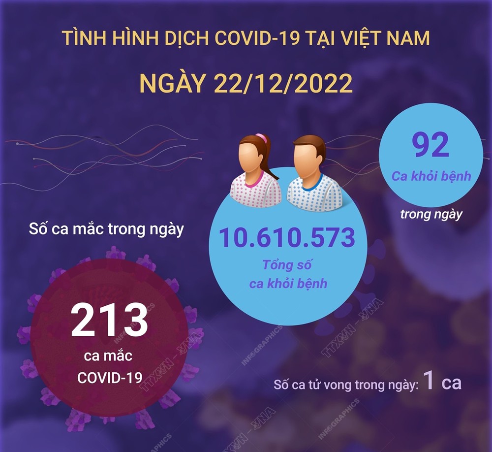 Dịch COVID-19: Ngày 22/12, ghi nhận 213 ca COVID-19 mới, 43 bệnh nhân nặng phải thở ô xy