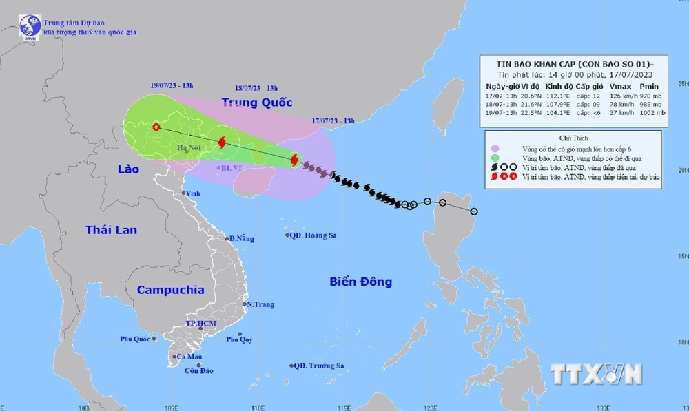 Ứng phó với bão số 1: Bão số 1 gió giật cấp 15, cách Móng Cái (Quảng Ninh) khoảng 480 km 