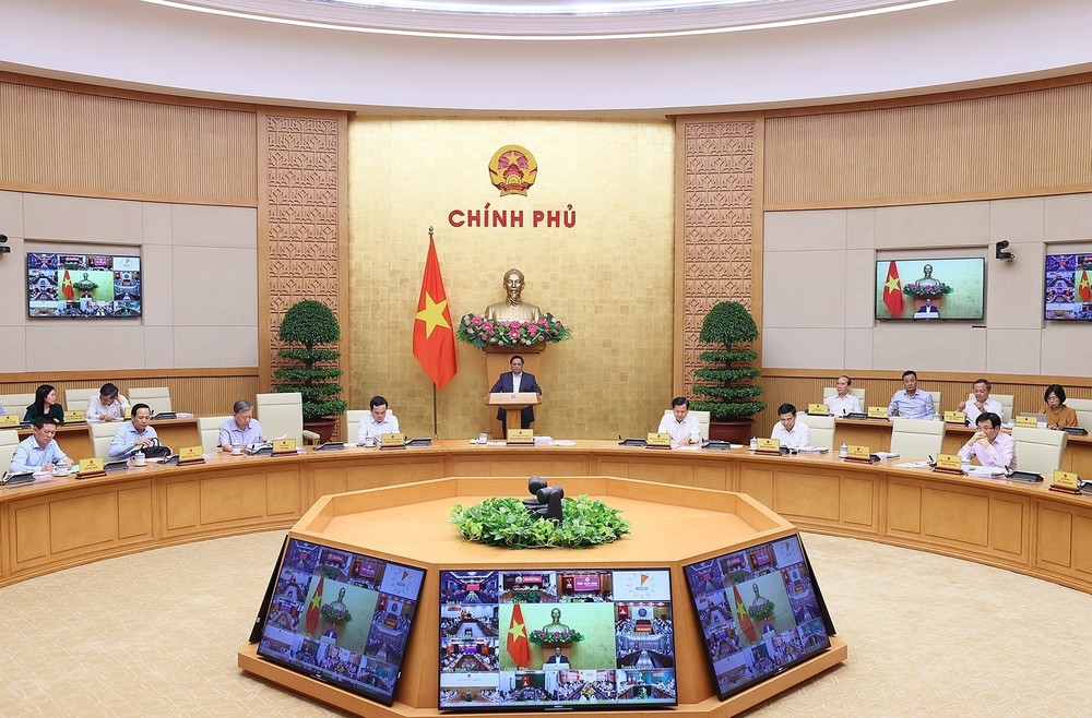 Thủ tướng Phạm Minh Chính chủ trì Phiên họp Chính phủ thường kỳ tháng 9/2023 và Hội nghị trực tuyến Chính phủ với địa phương. Ảnh: Dương Giang-TTXVN