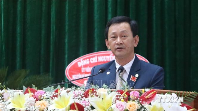 Đồng chí Dương Văn Trang tái đắc cử Bí thư Tỉnh ủy Kon Tum nhiệm kỳ 2020-2025. Ảnh: Cao Nguyên-TTXVN