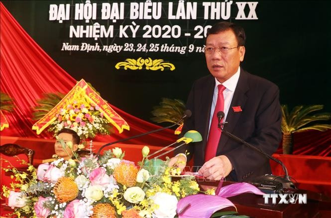 ng Đoàn Hồng Phong tái đắc cử Bí thư Tỉnh ủy Nam Định khóa XX, nhiệm kỳ 2020 - 2025. Ảnh: Văn Đạt - TTXVN