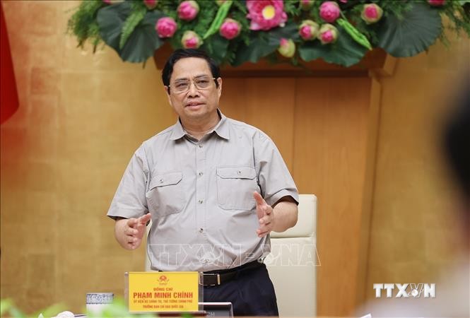 Thủ tướng Phạm Minh Chính phát biểu kết luận cuộc họp. Ảnh: Dương Giang-TTXVN