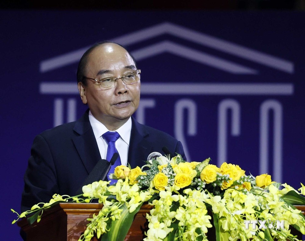 Chủ tịch nước Nguyễn Xuân Phúc phát biểu tại buổi lễ. Ảnh: Thống Nhất – TTXVN